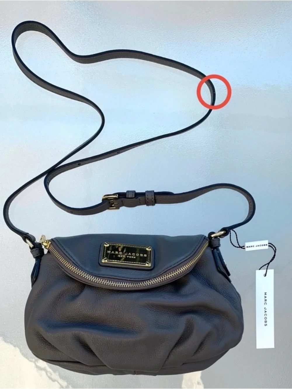 MARC JACOBS Natasha Gray Pebbled Leather Slouchy Dual Compartment Crossbody Bag